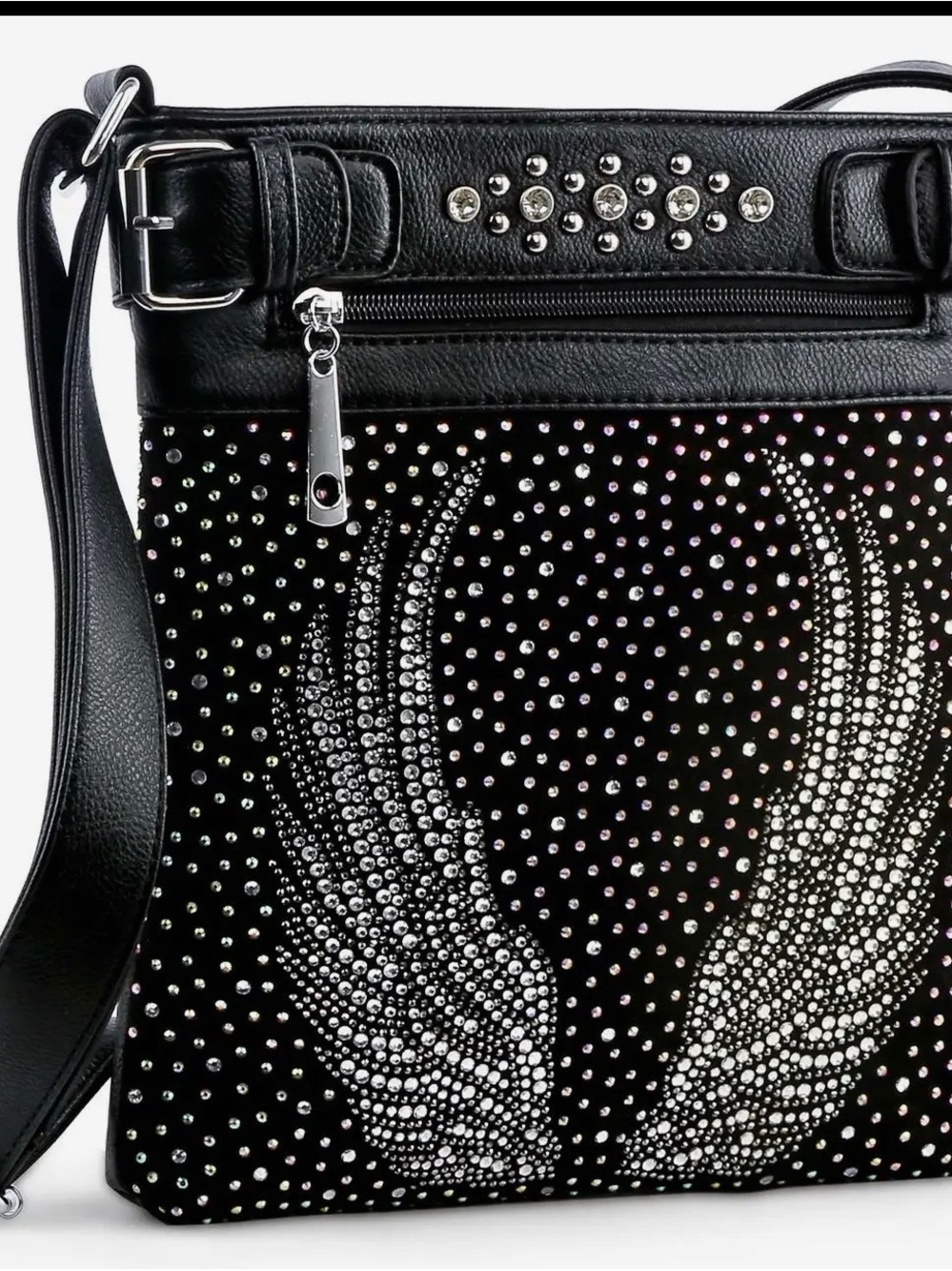 Black Studded Wing Crossbody Bag - Unbranded